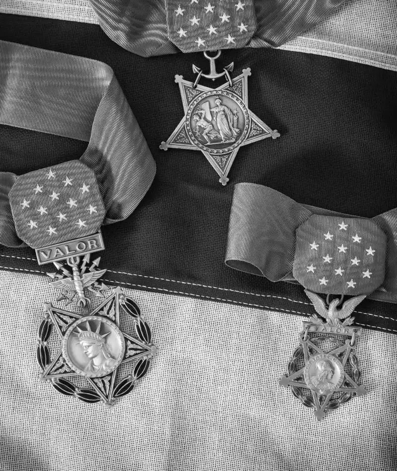 The three variants of the Medal of Honor — Army, Navy, and Air Force